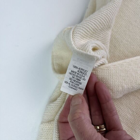 IZOD vintage Cardigan Sweater Mens M Ivory Y2K Oversized Grandpa Preppy Academia - Picture 12 of 13